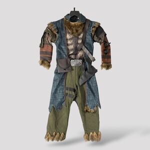 Teetot Boys Girls Costume Set Wolf Fur Accents Belt Pouch Knife Sheath Size 5-6